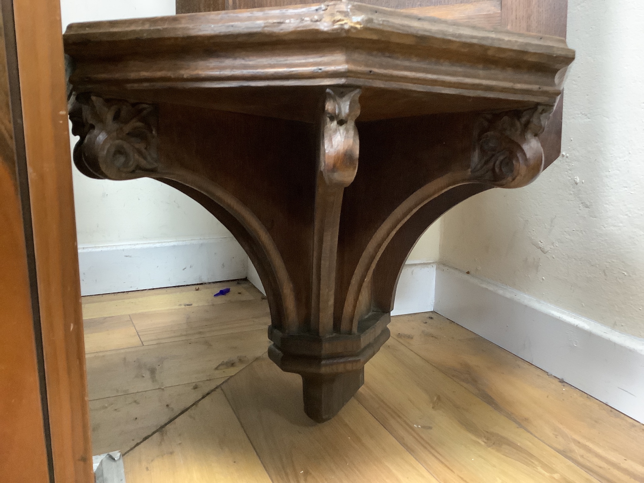 A Gothic carved oak wall niche, height 236cm